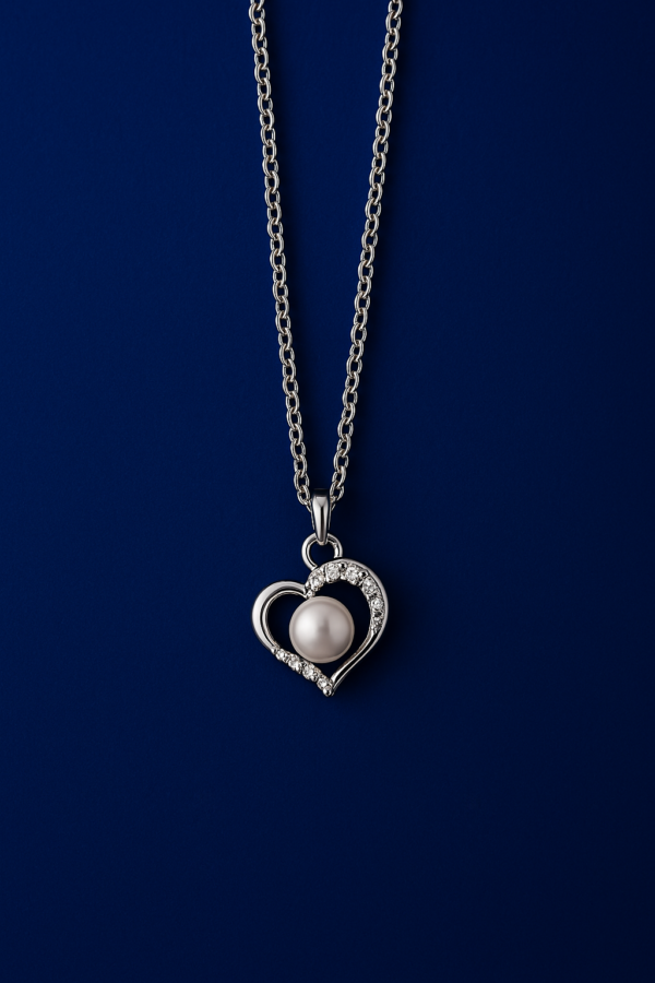 Elegant Pearl Heart Necklace