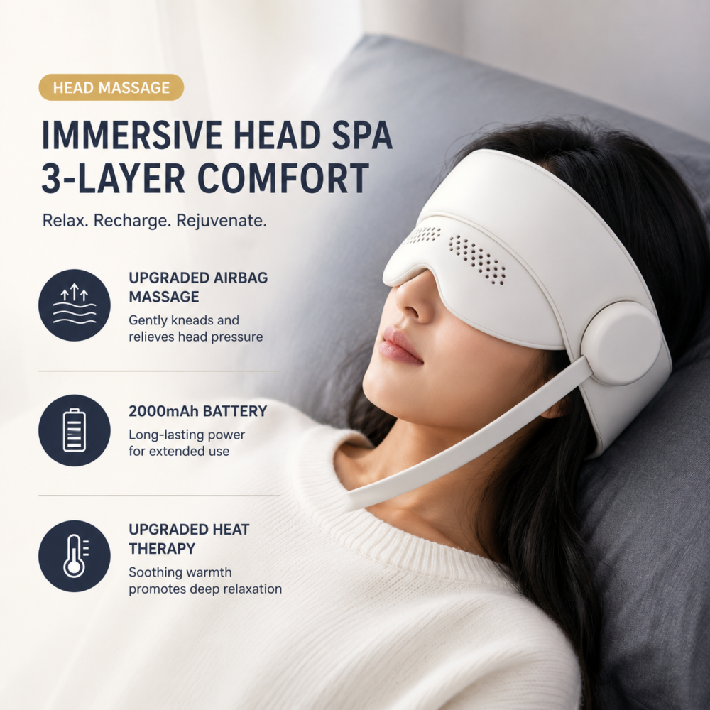 Electric Head Massage Helmet with Heating Therapy