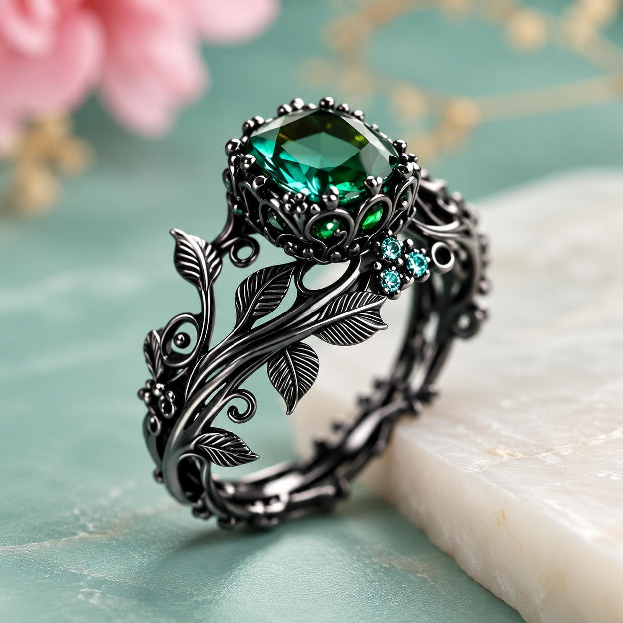 Vintage Green Stone Ring for Men & Women | Ayla Ring - Image 5