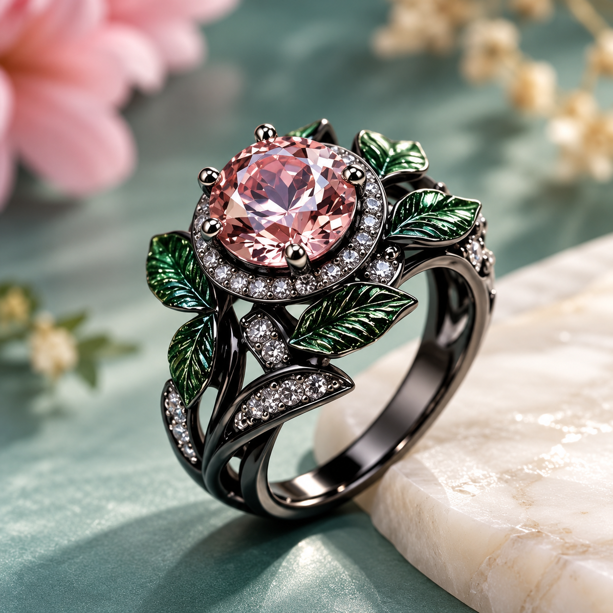 Vintage Pink Stone Ring for Men & Women | Kaia Ring - Image 5