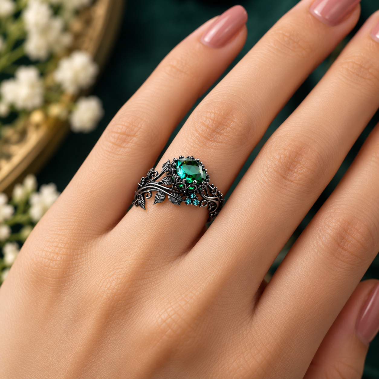Vintage Green Stone Ring for Men & Women | Ayla Ring - Image 7