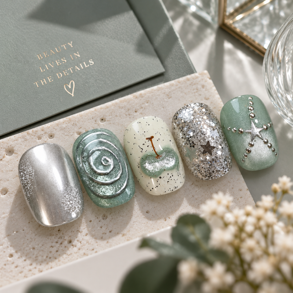 Alternative view of Mint Stardust Luxe Press-On Nail Extensions