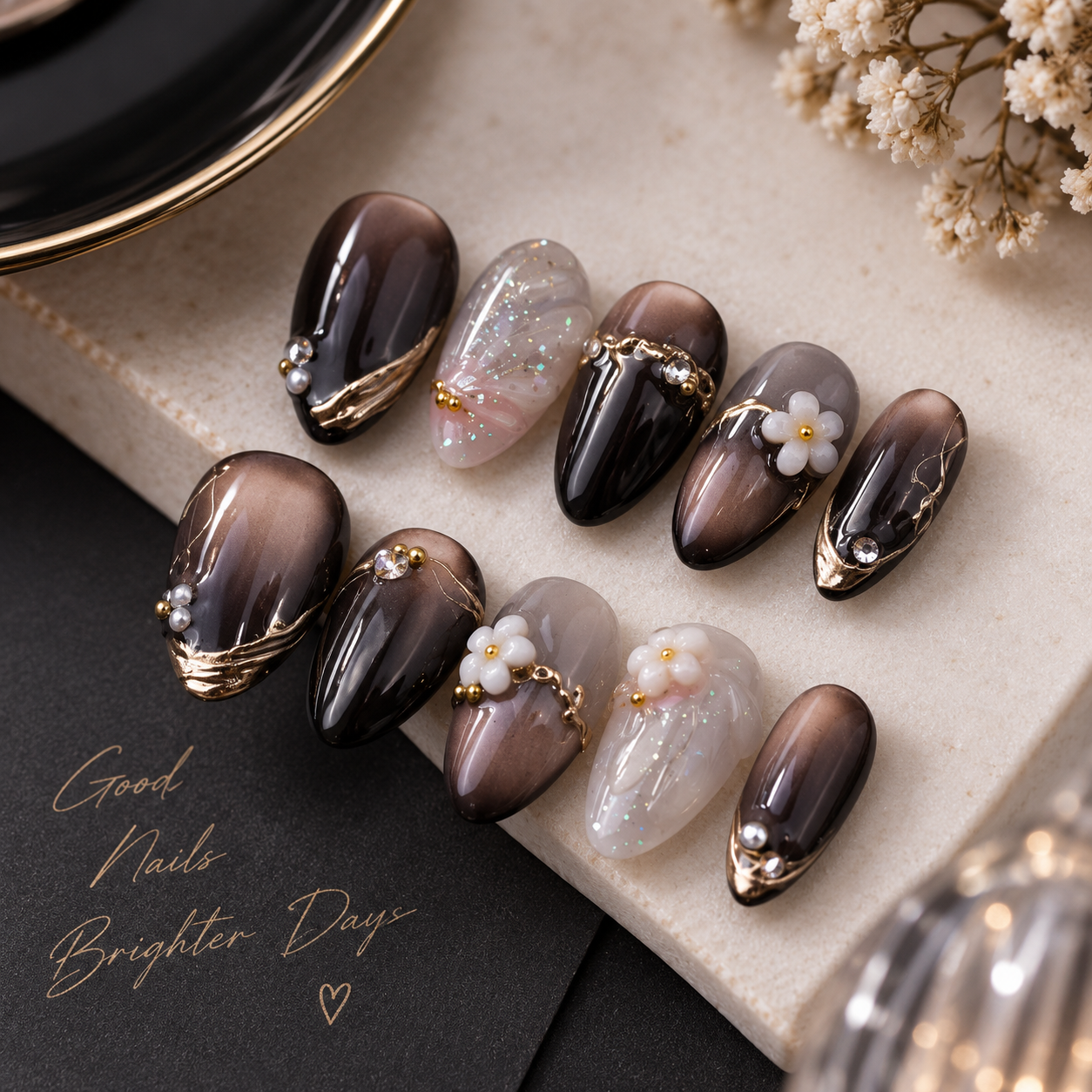 Midnight Blossom Luxe Press-On Nail Extensions