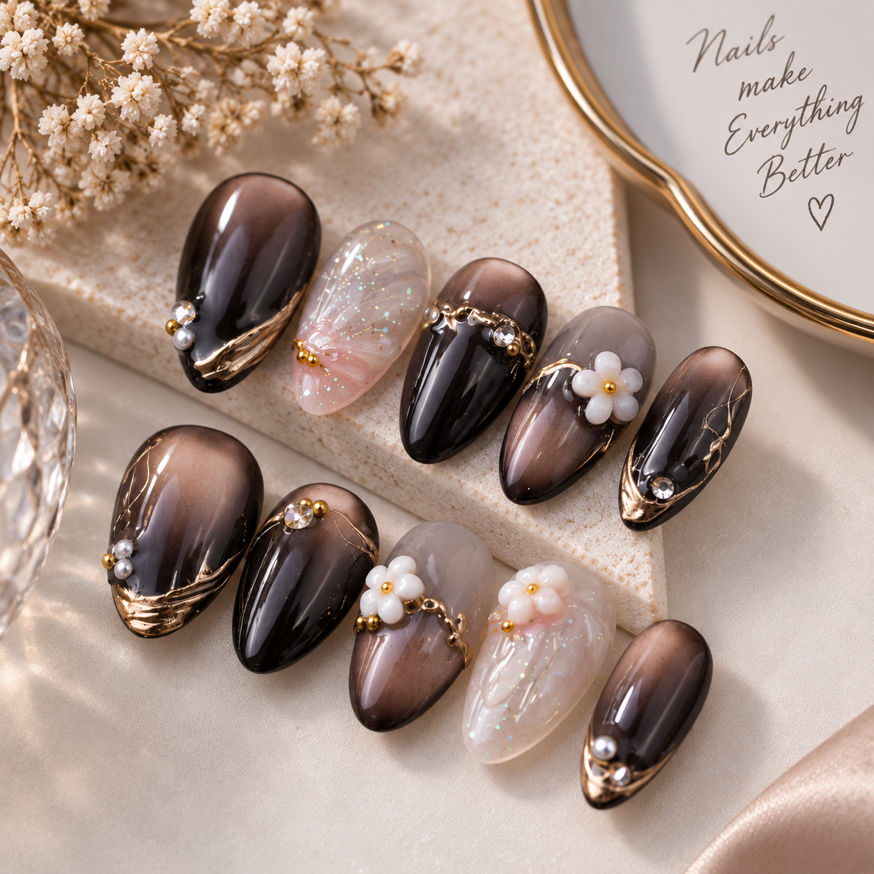 Midnight Blossom Luxe Press-On Nail Extensions - Image 6