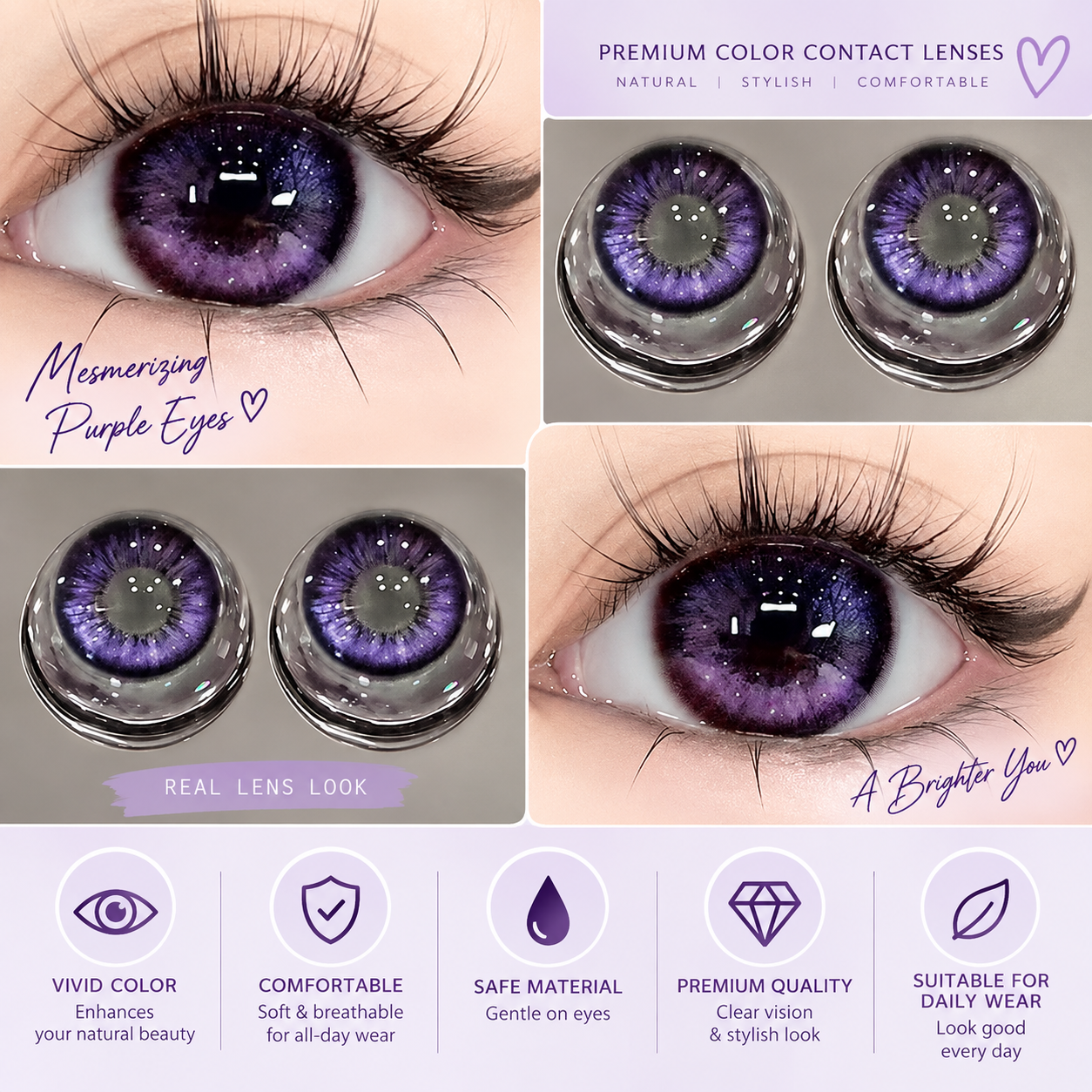 Mystic Purple Color Contact Lenses - Image 2