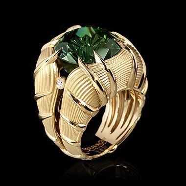 Emerald Green Gemstone Gold-Plated Statement Ring for Men & Women - Image 4