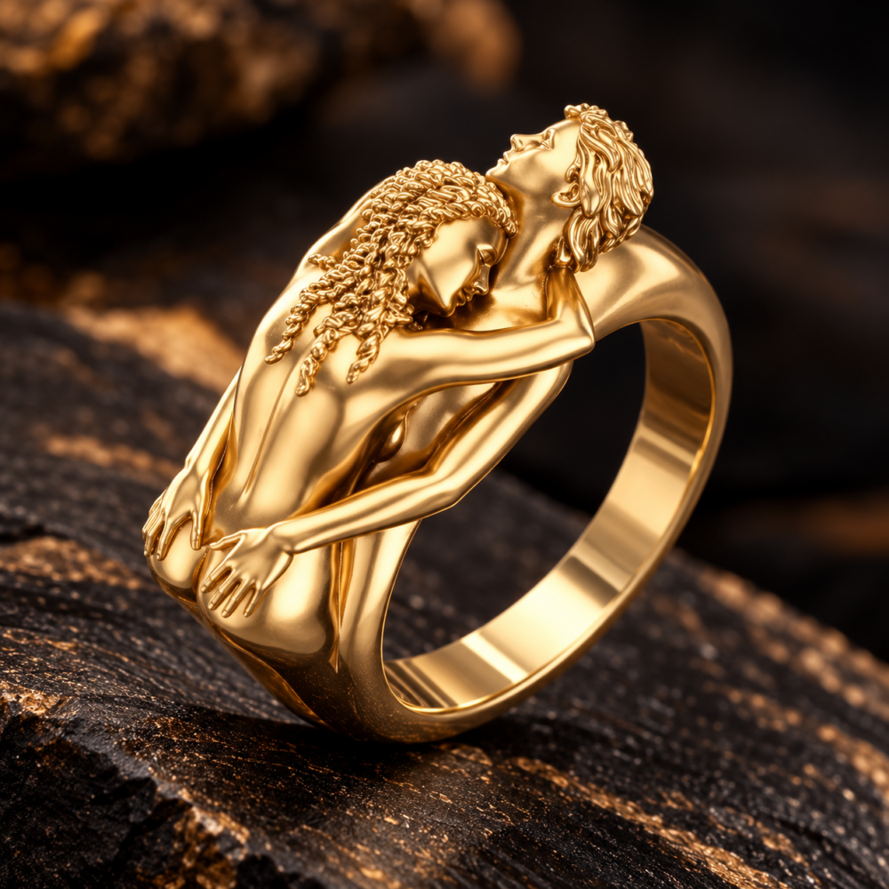 Golden Embrace Sculptural Ring for Men & Women