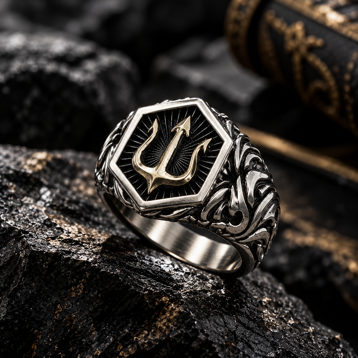 Mahadev Silver-Tone Trishul Ring for Men & Women | Shiva Statement Ring - Image 5