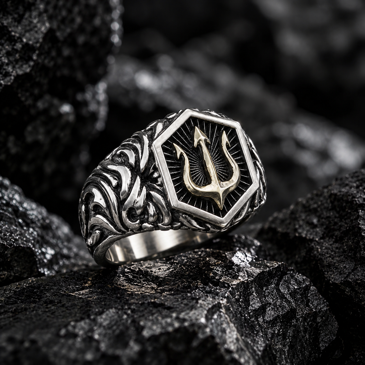 Mahadev Silver-Tone Trishul Ring for Men & Women | Shiva Statement Ring - Image 4