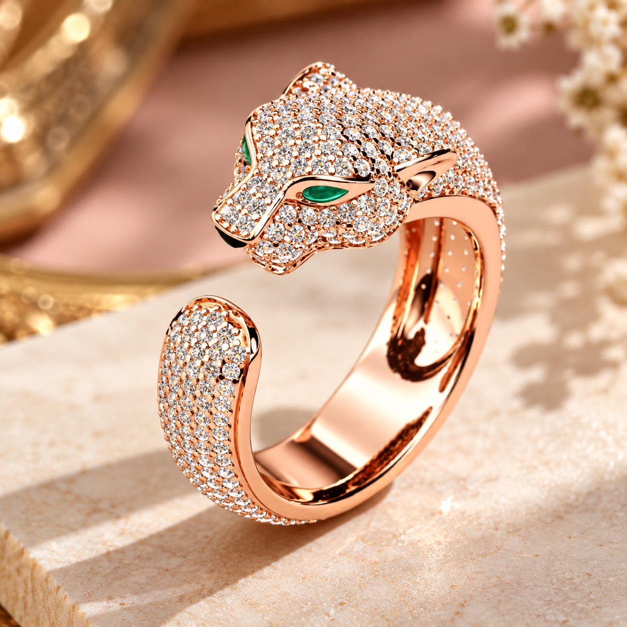 Zyra Rose Gold Panther Ring for Men & Women