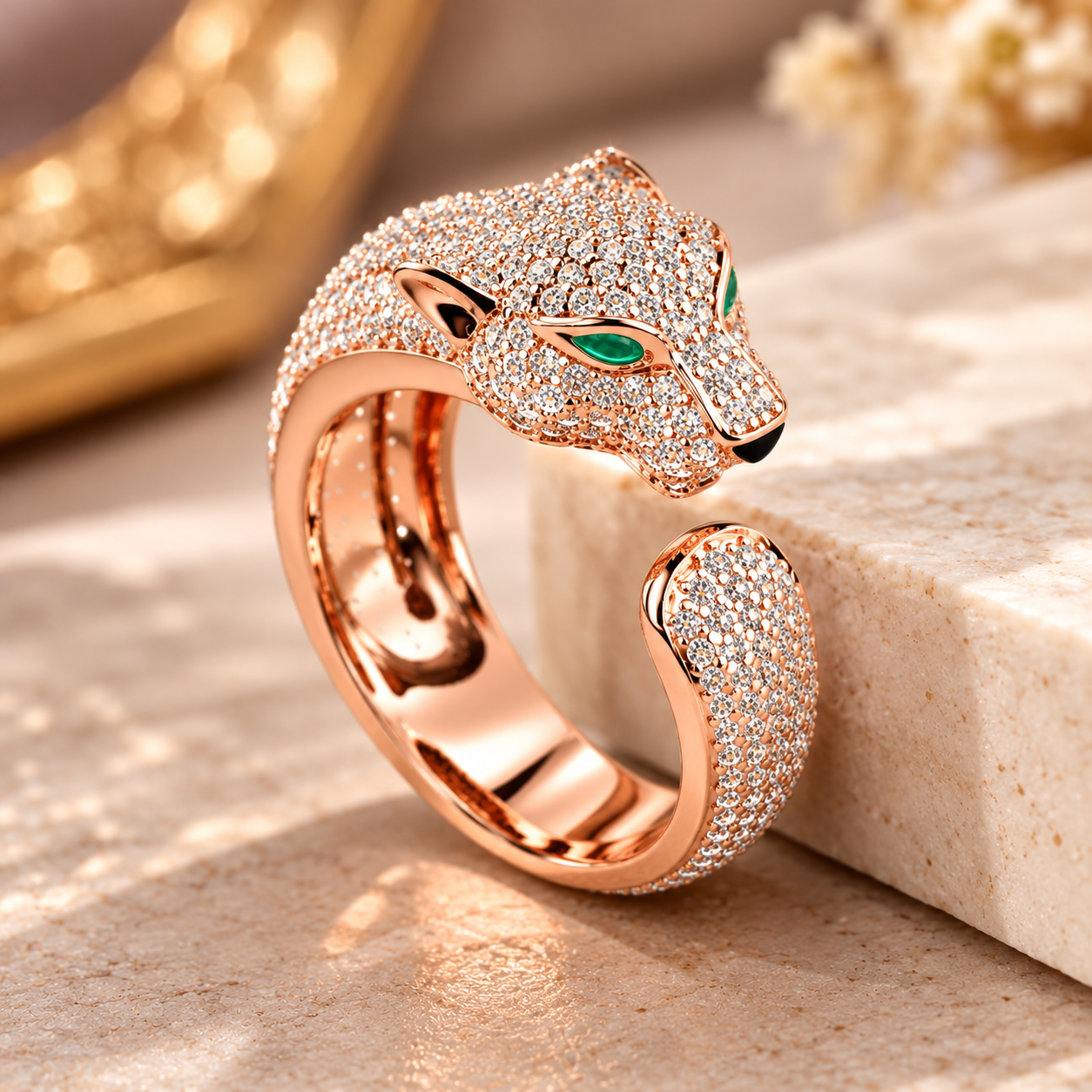 Zyra Rose Gold Panther Ring for Men & Women - Image 2