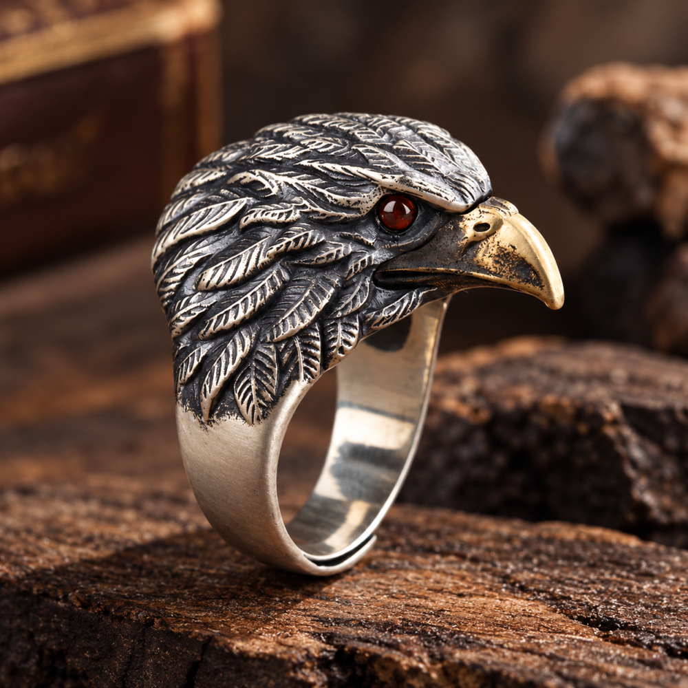 Alternative view of Vintage Eagle Head Ring for Men