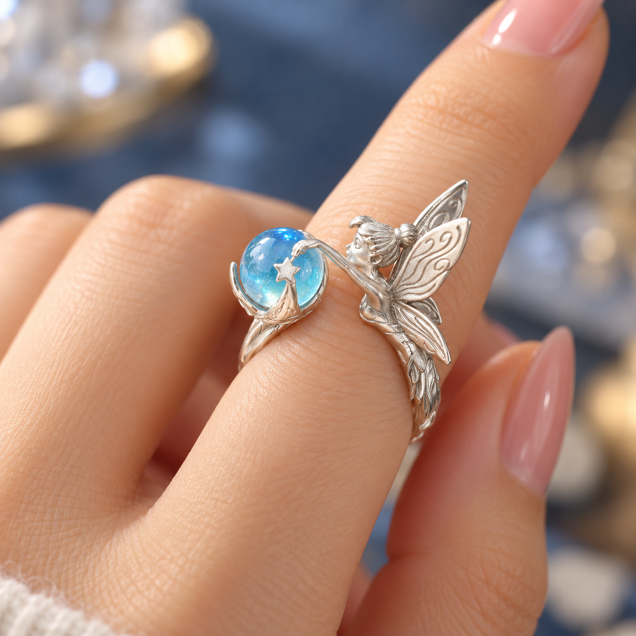 Mystic Fairy Blue Crystal Ring for Women - Image 4