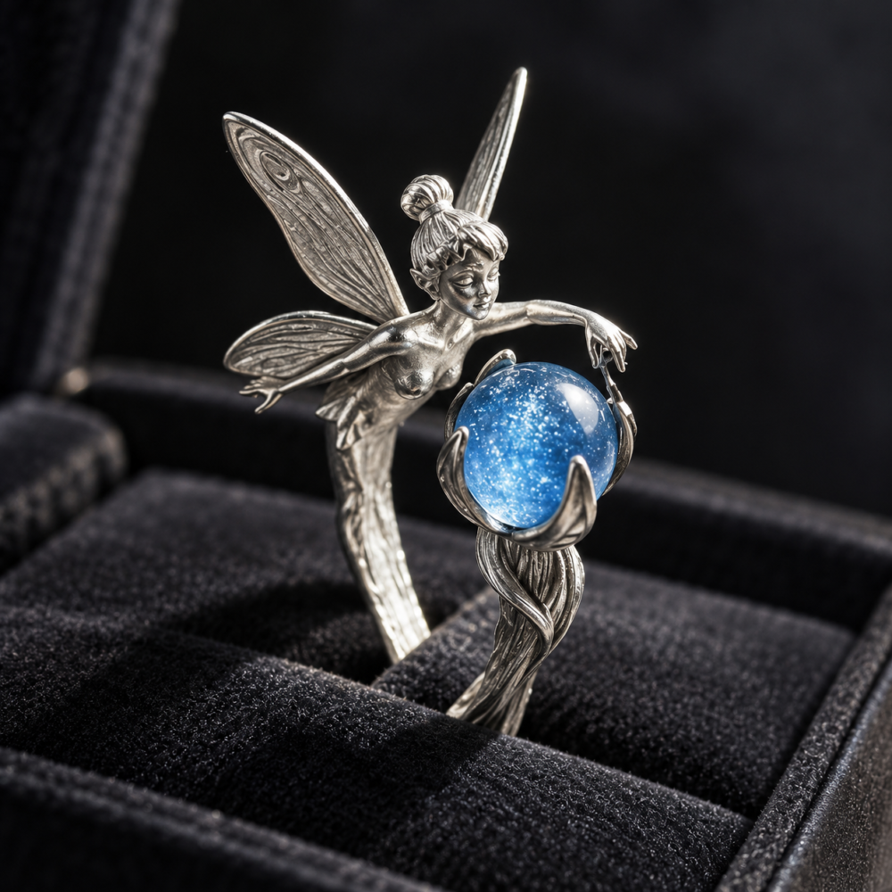 Mystic Fairy Blue Crystal Ring for Women