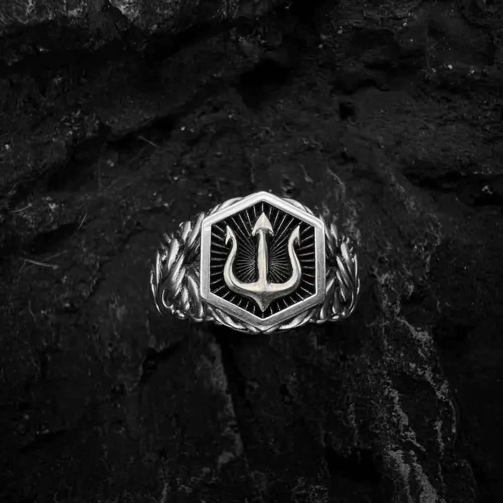 Mahadev Silver-Tone Trishul Ring for Men & Women | Shiva Statement Ring