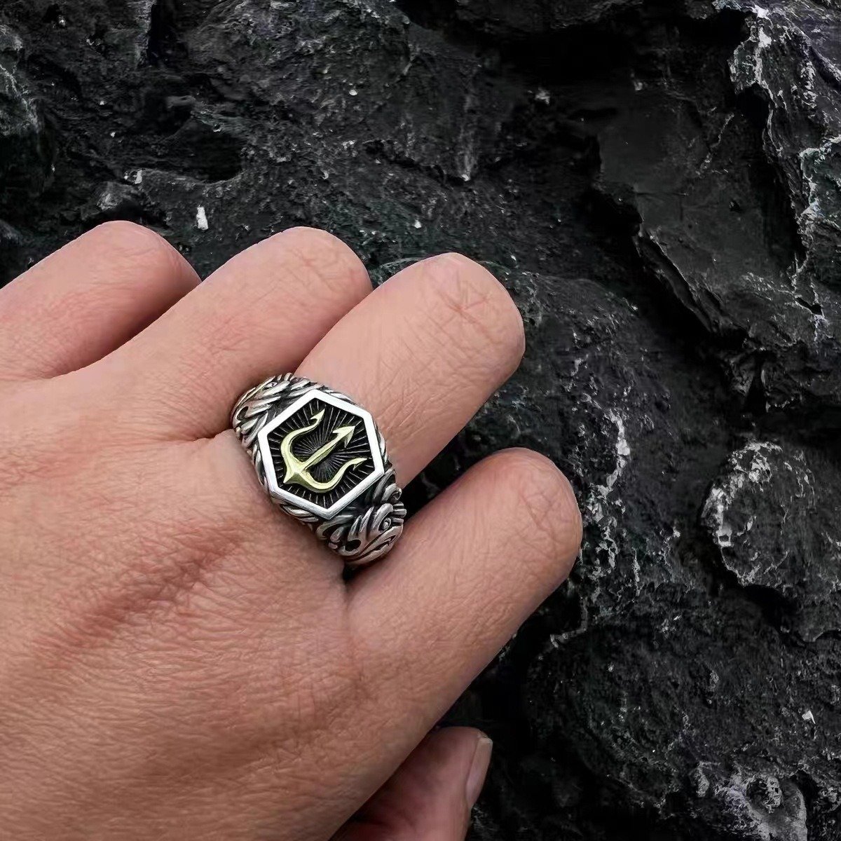 Mahadev Silver-Tone Trishul Ring for Men & Women | Shiva Statement Ring - Image 3