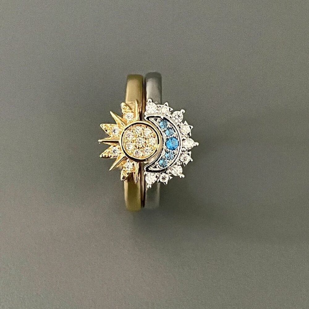 Sun and Moon Adjustable Ring for Men & Women ( 2 Rings)