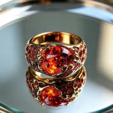 Alternative view of Inferno Red Stone Gothic Statement Ring for Men & Women