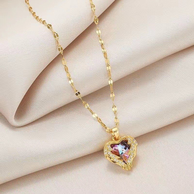 Special Offer - Golden Heart Crystal Pendant Necklace