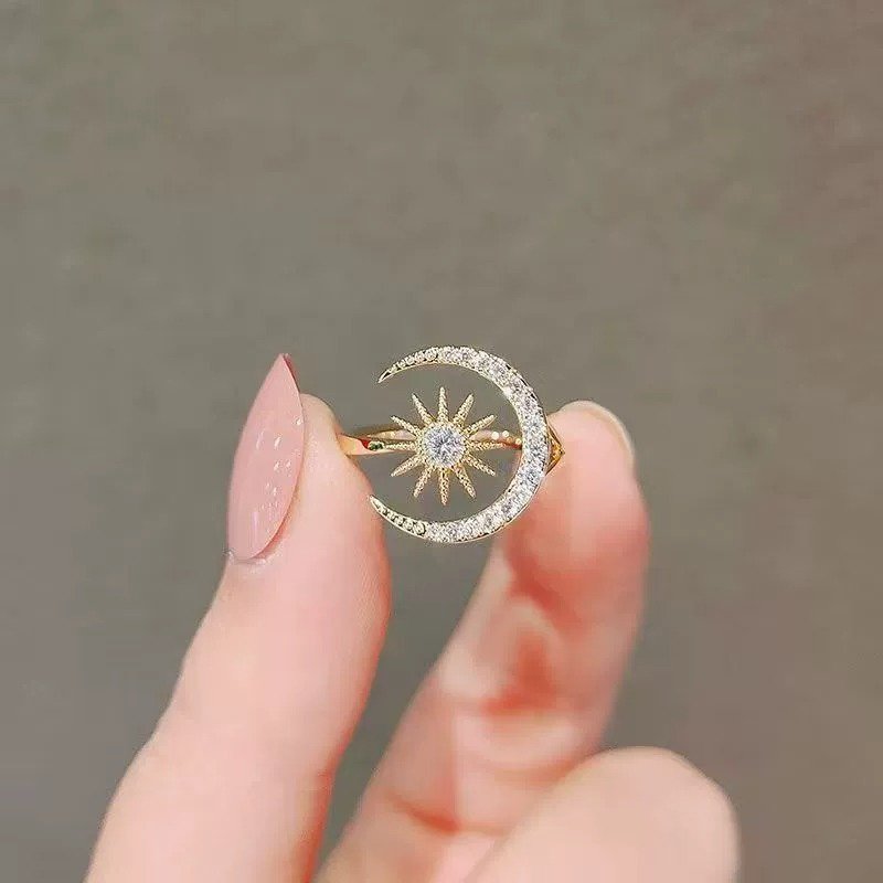 Alternative view of Celestial Sun and Moon Adjustable Ring for Women
