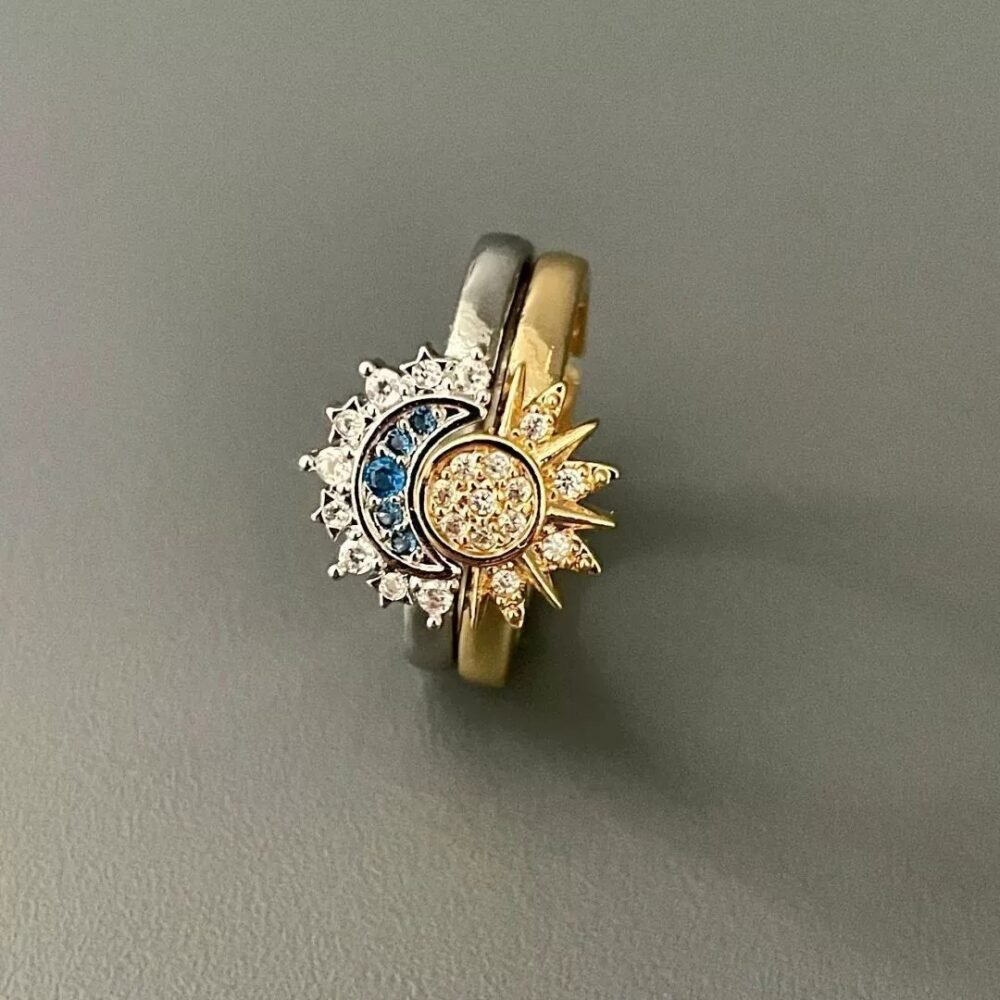 Alternative view of Sun and Moon Adjustable Ring for Men & Women ( 2 Rings)